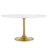 Lumen 54" Round Wood Dining Table in Gold White