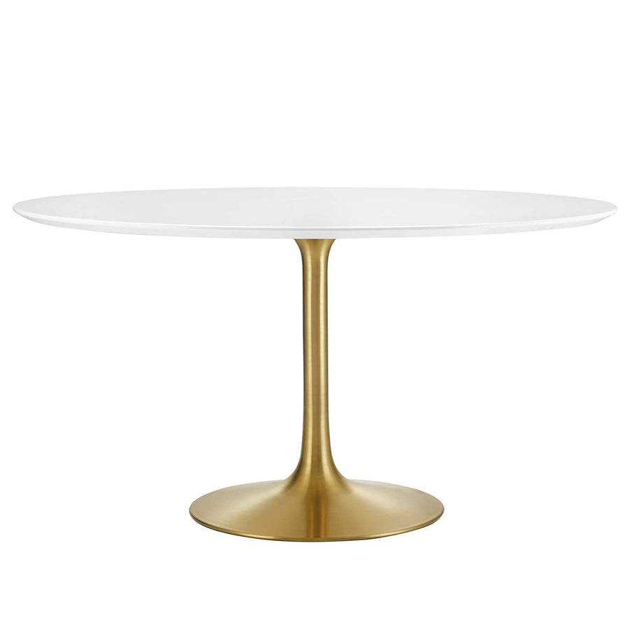 Lumen 54" Round Wood Dining Table in Gold White