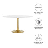Lumen 54" Round Wood Dining Table in Gold White