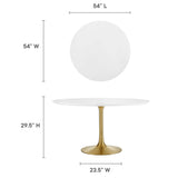 Lumen 54" Round Wood Dining Table in Gold White