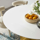 Lumen 54" Round Wood Dining Table in Gold White