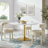 Lumen 54" Round Wood Dining Table in Gold White