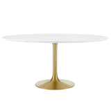 Lumen 60" Round Wood Dining Table in Gold White