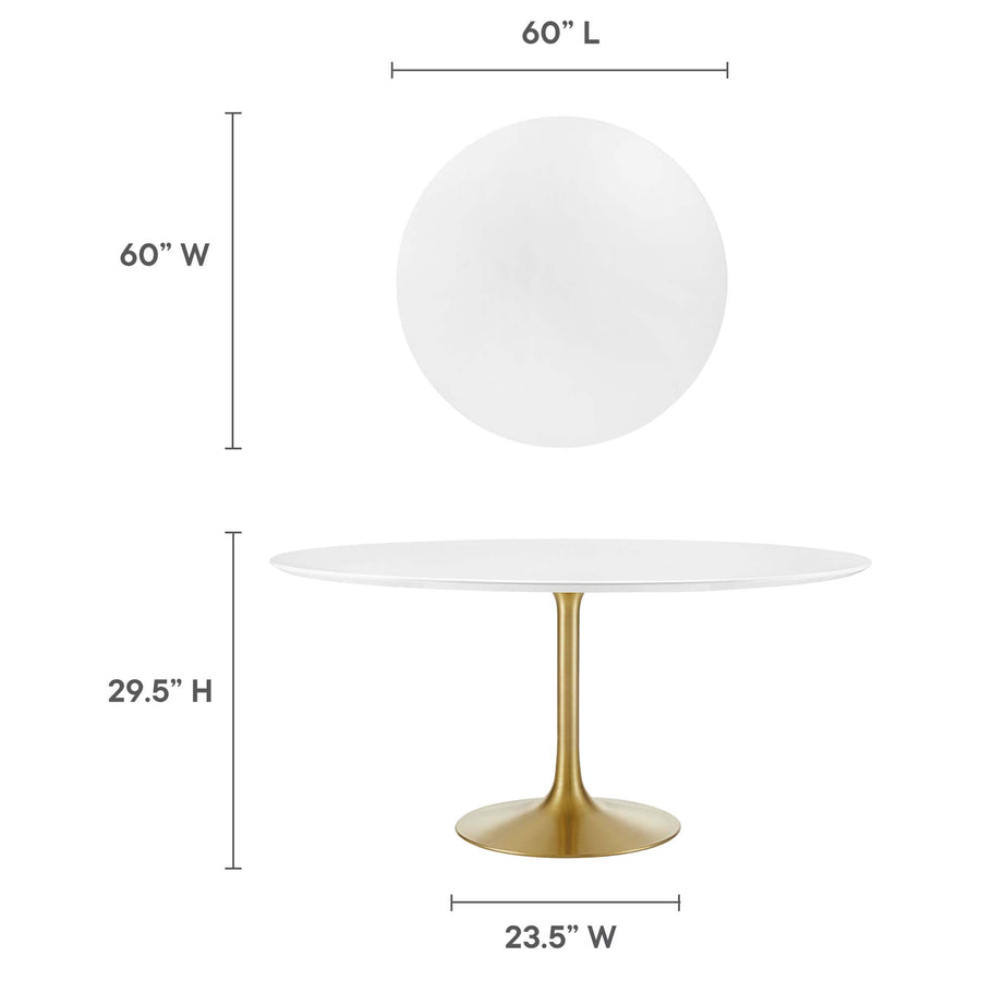 Lumen 60" Round Wood Dining Table in Gold White