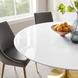 Lumen 60" Round Wood Dining Table in Gold White
