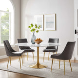 Lumen 60" Round Wood Dining Table in Gold White