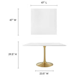 Lumen 48" Square Wood Dining Table in Gold White