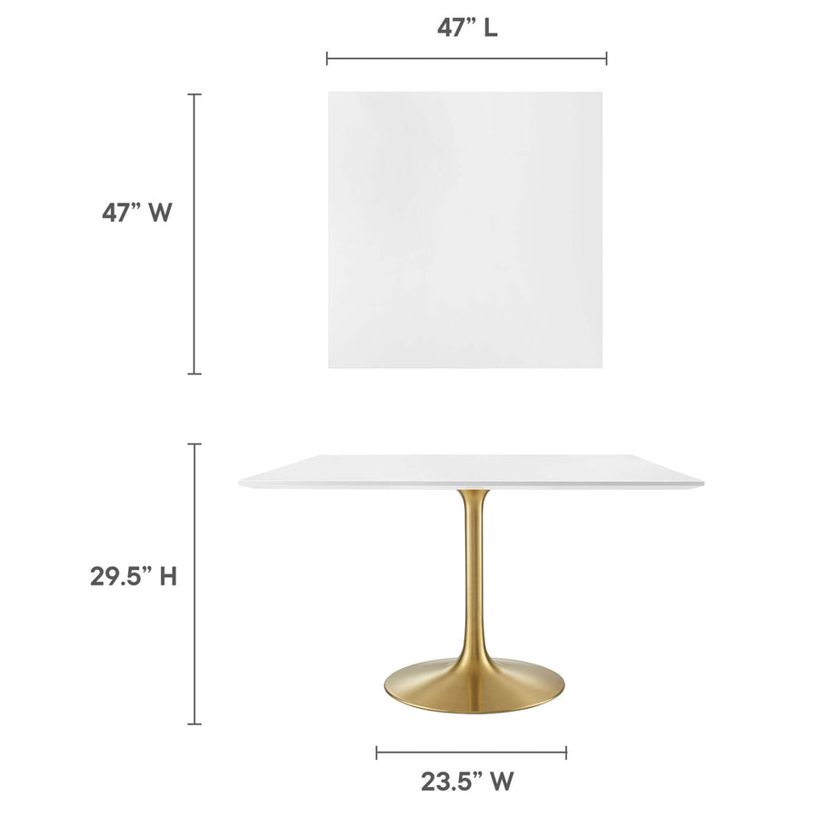Lumen 48" Square Wood Dining Table in Gold White