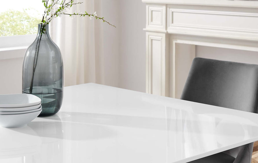 Lumen 48" Square Wood Dining Table in Gold White