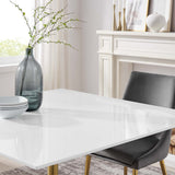 Lumen 48" Square Wood Dining Table in Gold White
