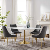 Lumen 48" Square Wood Dining Table in Gold White