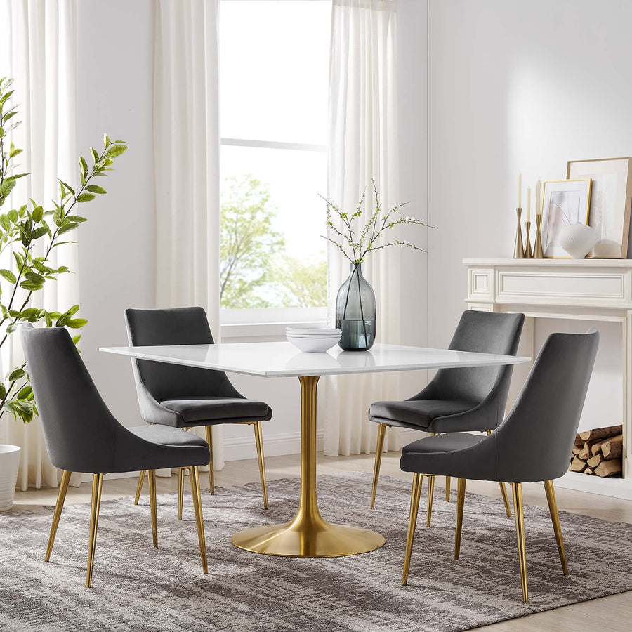 Lumen 48" Square Wood Dining Table in Gold White