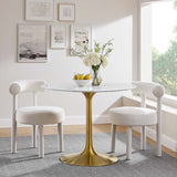 Lumen 40" Round Faux Marble Dining Table in Gold White
