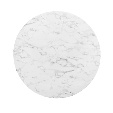 Lippa 48" Round Faux Marble Dining Table in Gold White
