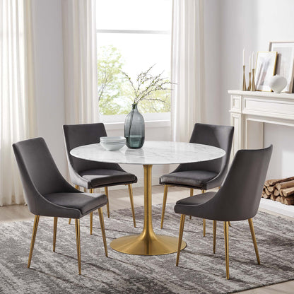 Lippa 48" Round Faux Marble Dining Table by Furniture For America