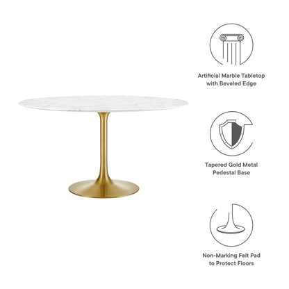 Lippa 54" Round Faux Marble Dining Table by Furniture For America
