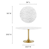 Lumen 54" Round Faux Marble Dining Table in Gold White