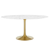 Lumen 60" Round Faux Marble Dining Table in Gold White