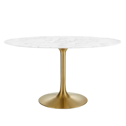 Lippa 54" Oval Faux Marble Dining Table by Furniture For America