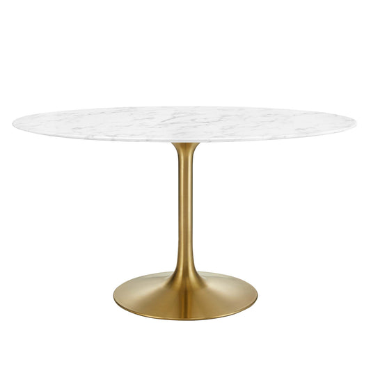Lippa 54" Oval Faux Marble Dining Table by Furniture For America