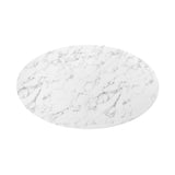 Lumen 60" Oval Faux Marble Dining Table in Gold White