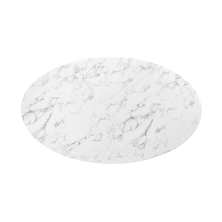 Lippa 60" Oval Faux Marble Dining Table in Gold White