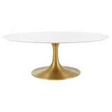 Lumen 42" Oval Wood Coffee Table in Gold White