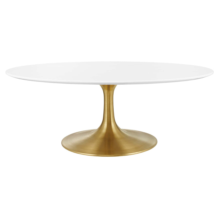 Lumen 42" Oval Wood Coffee Table in Gold White