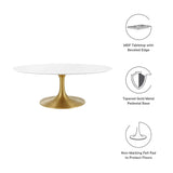 Lumen 42" Oval Wood Coffee Table in Gold White