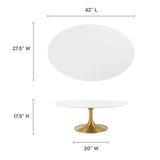 Lumen 42" Oval Wood Coffee Table in Gold White