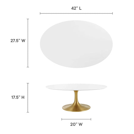 Lippa 42" Oval Wood Coffee Table in Gold White