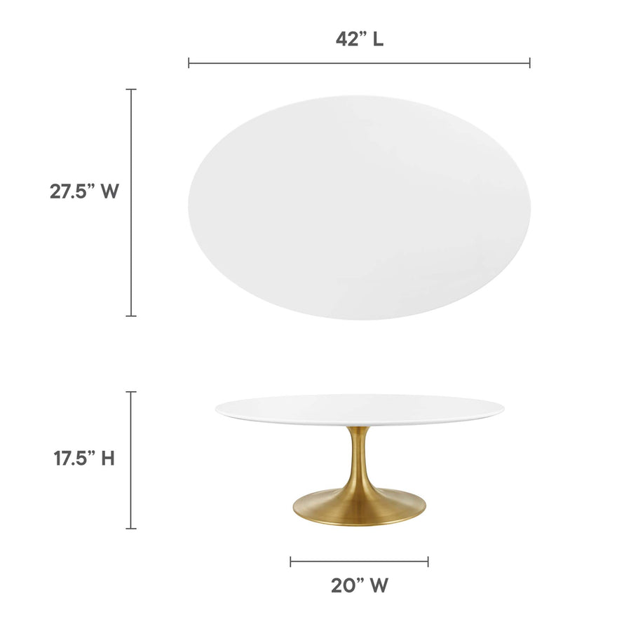 Lumen 42" Oval Wood Coffee Table in Gold White