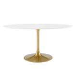 Lumen 60" Oval Wood Dining Table in Gold White