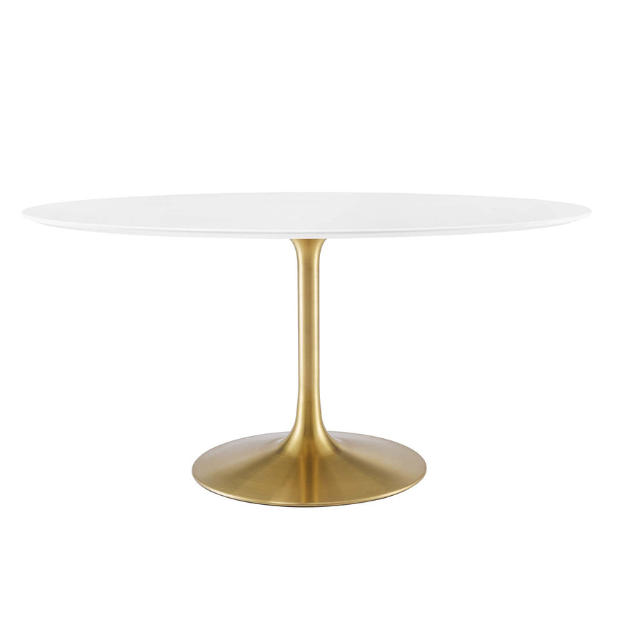 Lumen 60" Oval Wood Dining Table in Gold White