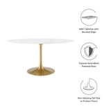 Lumen 60" Oval Wood Dining Table in Gold White