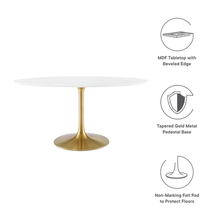 Lippa 60" Oval Wood Dining Table in Gold White