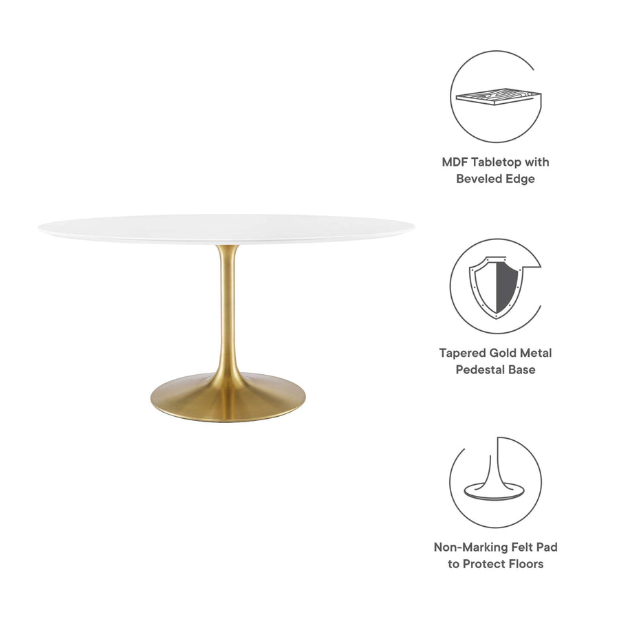 Lumen 60" Oval Wood Dining Table in Gold White