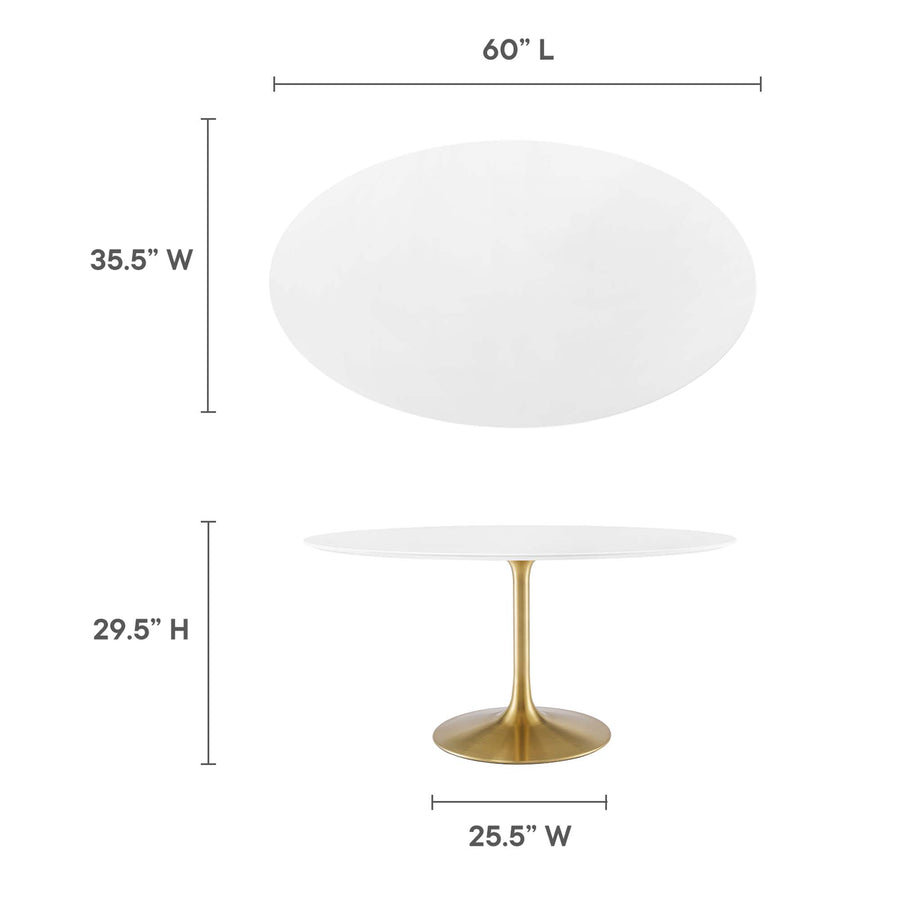 Lumen 60" Oval Wood Dining Table in Gold White