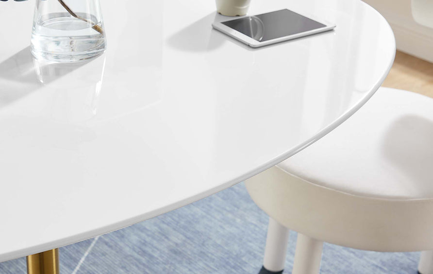 Lumen 60" Oval Wood Dining Table in Gold White