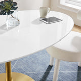 Lumen 60" Oval Wood Dining Table in Gold White