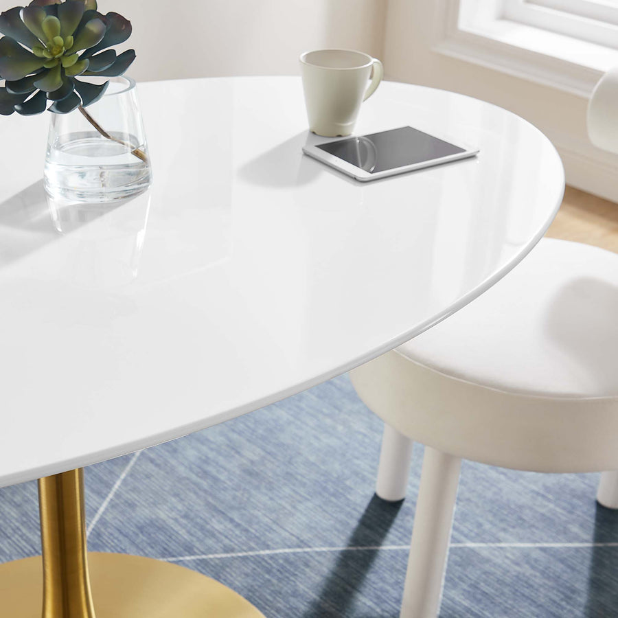 Lumen 60" Oval Wood Dining Table in Gold White