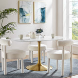 Lumen 60" Oval Wood Dining Table in Gold White