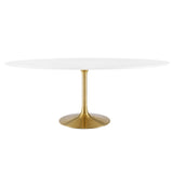 Lumen 78" Oval Wood Dining Table in Gold White