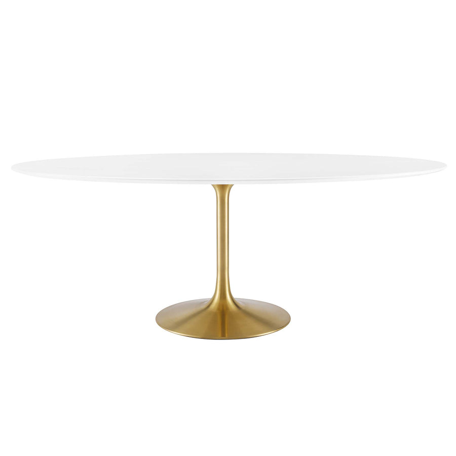 Lumen 78" Oval Wood Dining Table in Gold White