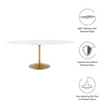 Lumen 78" Oval Wood Dining Table in Gold White