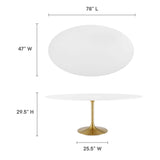 Lumen 78" Oval Wood Dining Table in Gold White