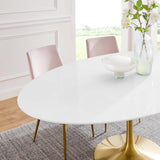 Lumen 78" Oval Wood Dining Table in Gold White