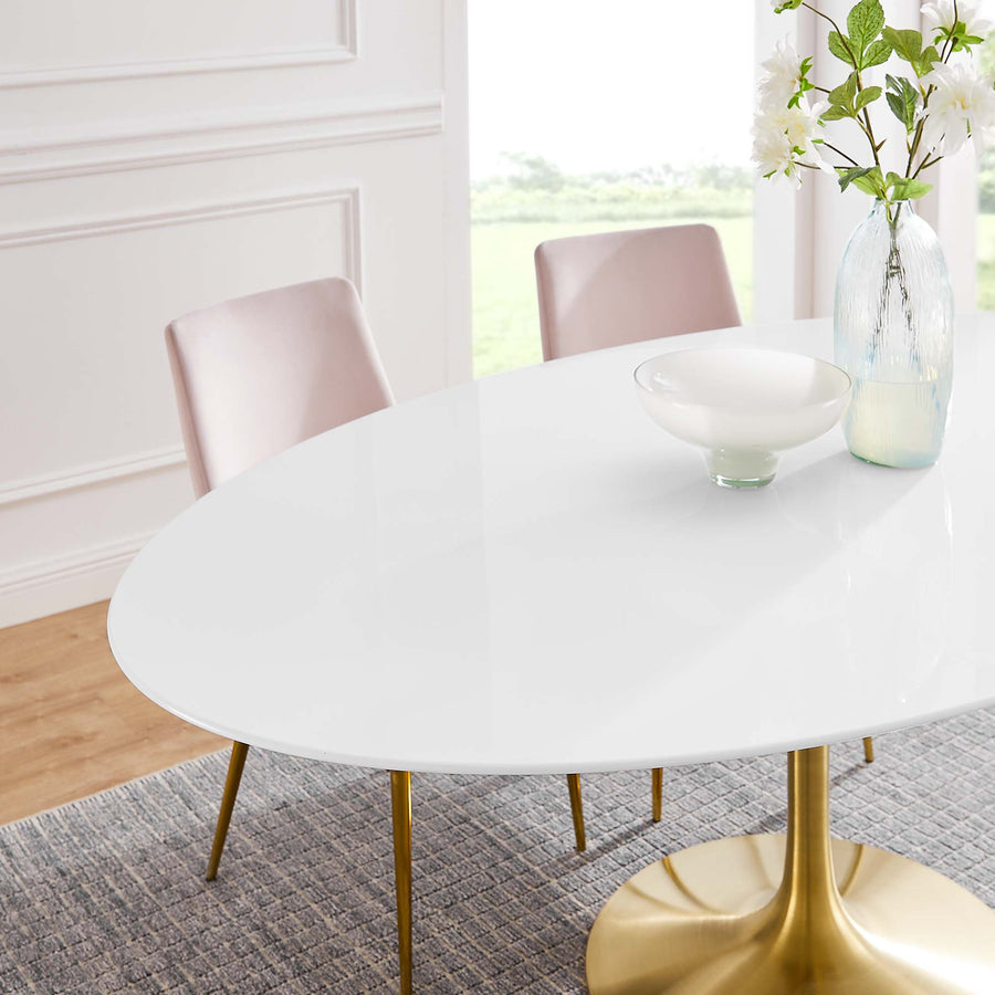 Lumen 78" Oval Wood Dining Table in Gold White