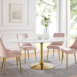 Lumen 78" Oval Wood Dining Table in Gold White