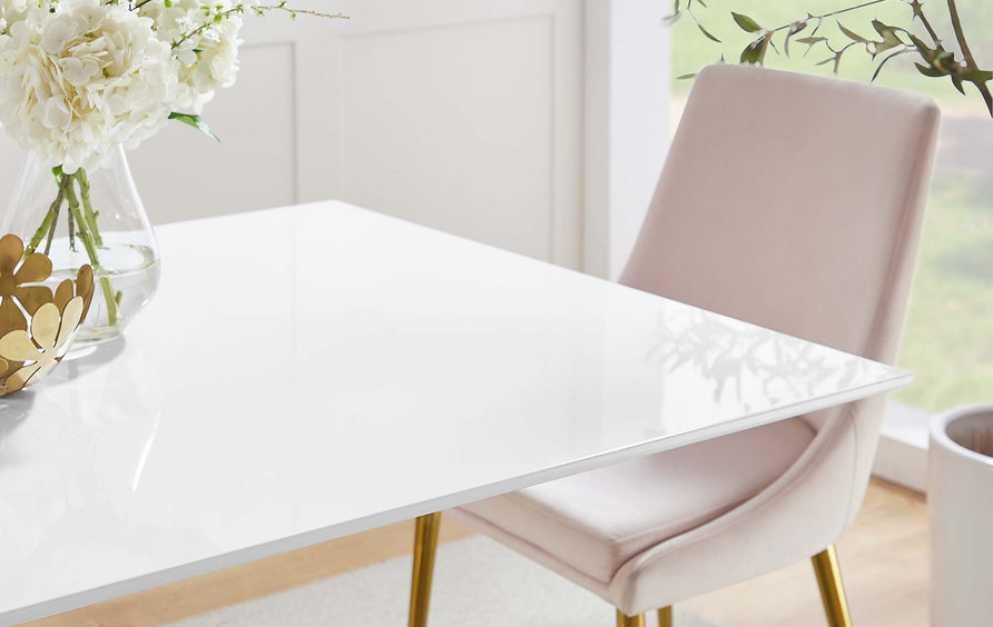 Lumen 60" Rectangular Wood Dining Table in Gold White